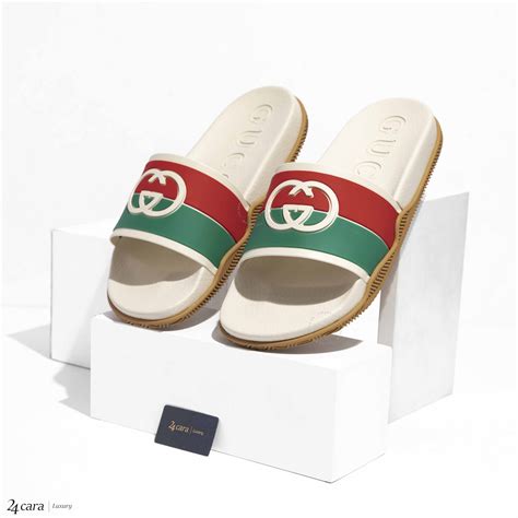 gucci rubber slide sandal fake|Gucci interlocking g slide sandal.